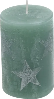 Produktbild von Weihnachtskerzen Stumpenkerze "Multistern" Salbei 100/68 mm