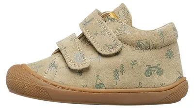Immagine prodotto di Scarpe da passeggio per bambini, in pelle scamosciata, color beige, grigio e verde, taglia 17
