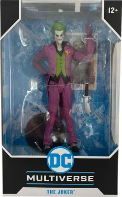 A toy action figure of The Joker is displayed in its retail packaging.