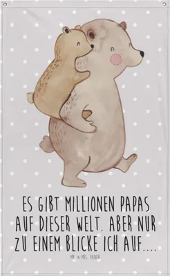 Produktbild von Mr. & Mrs. Panda Wandbehang Papa Bär - Grau Pastell - Geschenk, Wandbild, Wandteppich, Muttertag, Vatertag, Tapestry, Gobelin, Boho, Vorbild, Geburtstag, Tapisserie