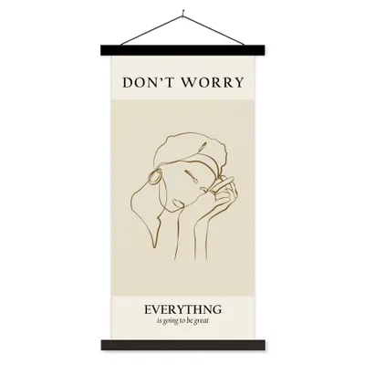 Produktbild von MuchoWow® Textilposter Frau - Linienkunst - Zitate - Text 40x80 cm mit schwarzem Rahmen - Wandemalerei