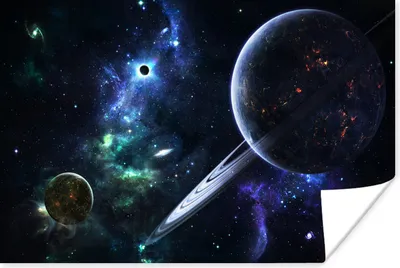 Produktbild von MuchoWow® Poster Buntes Bild der Milchstraße mit Planeten 120x80 cm - Bilder