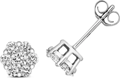Productafbeelding van Oorbellen voor dames, witgoud 375/1000, met een briljant van 0,52 karaat, kleur H, zuiverheid I1, afmetingen 6mm x 6mm; TRS10840