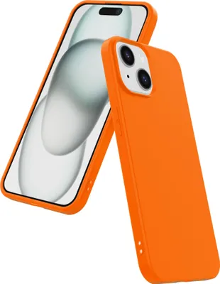 Produktbild von Smartphonica Telefon Fall geeignet für iPhone 15 Plus Silikon mit weichen schützenden innen - BackCover Fall weich innen - Orange