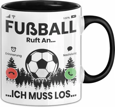Produktbild von Fussballer Tasse Geschenk Fussballspieler Geschenkidee Fußball Ruft An Kaffee-Becher (Schwarz)
