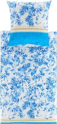 Immagine prodotto di Bassetti set di biancheria da letto in raso IBISCUS TATTOO Colore B1 BLU Dimensioni 135x200+80x80