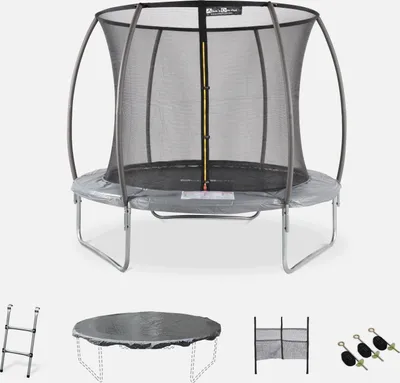 Produktbild von sweeek - Trampolin 250cm internes Sicherheitsnetz und Komplettkit - Grau