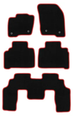 Productafbeelding van Velours automatten voor Ford Galaxy MK3 vanaf 2015 (MPV) – 5-delig, zwart/rood, op maat – Wielganizator CARLUX