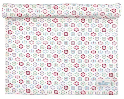 Produktbild von Greengate Tischläufer RIKE Weiß mit Blumen Baumwolle 45x140 cm Tischdecke