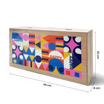 Produktbild von Biggdesign Happy XXL Backgammon Brettspiel (Tavla) – Premium MDF-Backgammon mit Magnetverschluss, Hochglanzoberfläche & Farbenfrohem Design