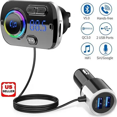 Image de Adaptateur radio voiture sans fil Bluetooth Fm lecteur Mp3 noir