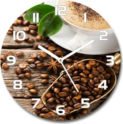 Produktbild von Wanduhr aus Glas 30fi Glasbild Glasuhr Gehärtetes Glas - weisse-zeiger - Coffee