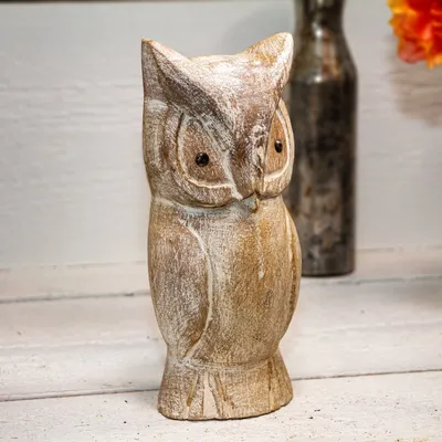 Produktbild von Schleiereulen Figur, Gartenfigur, Holzfigur, Tiere, Tierfiguren, Dekoration