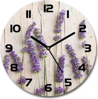 Produktbild von Wanduhr aus Glas 30fi Glasbild Glasuhr Gehärtetes Glas - schwarze-zeiger - Lavender on the wood