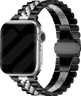 Produktbild von Strap-it Apple Watch Jubilee Stahlband (Schwarz/Silber)
