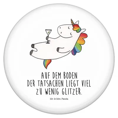Produktbild von Mr. & Mrs. Panda Badge Einhorn Cocktail - Weiß - Geschenk, Rum, Pin, Ansteckplakette, Anstecker, Einhörner, Button, Caipirinha, Spruch, Unicorn, Plakette, Glitzer