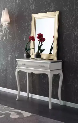 Immagine prodotto di Consolle bianca di design Tavolo classico in legno Mobili per la camera da letto