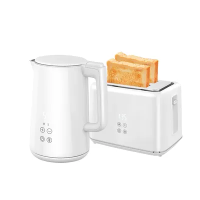 Produktbild von Wasserkocher Toaster Set mit 1,5L Wasserkocher und 2 Toastscheiben Frühstücksset 2200W Weiß
