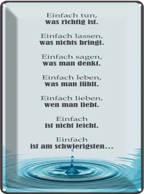 Produktbild von vianmo Blechschild 40x30 cm Einfach ist am schwierigsten Spruch Zitat