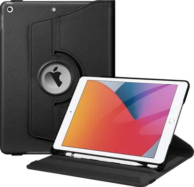 Produktbild von Fintie Hülle für iPad 10.2 Zoll 9.Generation / 8. Gen / 7. Gen (Modell 2021/2020/2019) mit Pencil Halter - 360 Grad Rotierend Stand Schutzhülle Cover mit Auto Schlaf/Wach Funktion, Schwarz