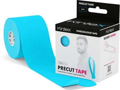 Produktbild von Kintex Kinesiologie Tape PreCut, 20 Streifen [25cm x 5cm] vorgeschnitten Blau