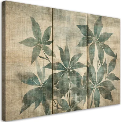 Produktbild von Feeby - Leinwand Bilder - Blätter in Grautönen - 30x20 cm - Deko Wohnzimmer - Wandbilder Schlafzimmer - Deko Aesthetic - Wand Deko - Leinwand Groß - Deko Zimmer - Leinwandbilder XXL
