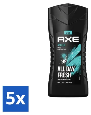 Zdjęcie produktu dla 5 sztuk żelu pod prysznic 3 w 1 Axe Apollo - zapach szałwii i cedru - 250 ml - zestaw ekonomiczny