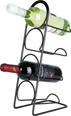 Produktbild von Weinregal aus schwarzem Metall, Alkoholregal, Schrank, Weinregal für 4 Flaschen