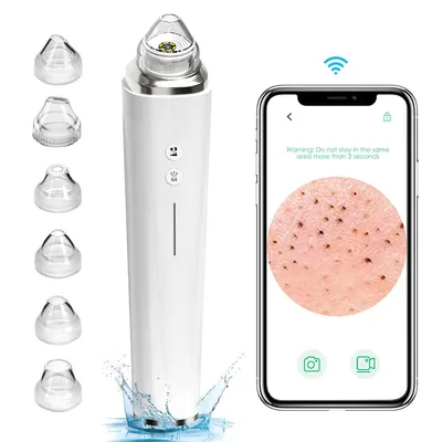 Produktbild von Mitesserentferner Porensauger, WiFi Visual Mitessergerät, mit HD-Kamera Akne-Extraktor-Set, mit 6 Saugköpfen Elektrisches Mitesser-Saugwerkzeug