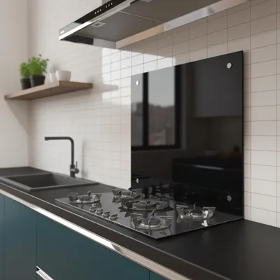 Obrázok produktu pre Mucola kuchynská splashback dlaždice backsplash kuchynská stena ochrana skla 6mm ESG - čierna 120x60CM