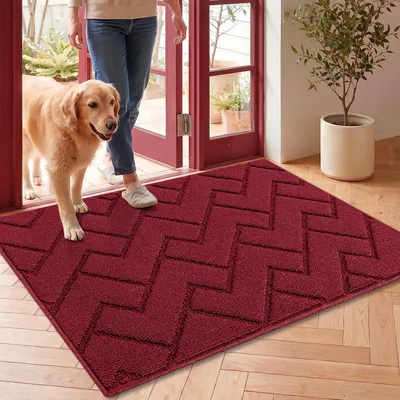 Produktbild von Fußmatte Innen Außen Waschbar Schmutzfangmatte rutschfest 60x90cm Rot