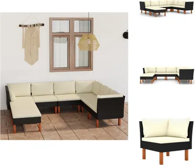 Produktbild von vidaXL 8-tlg. Garten-Lounge-Set mit Kissen Poly Rattan Schwarz -  Gartenmöbel-Sets