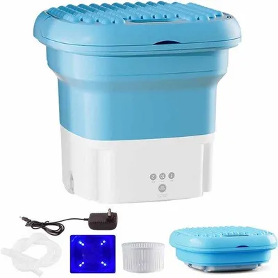 Productafbeelding van Famanu Mini-wasmachine - Draagbaar en opvouwbaar - Blauw - Compact voor ondergoed en babykleding