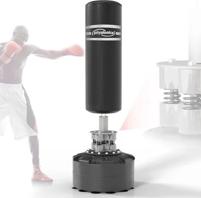 Produktbild von Famanu Standboxsack 175 cm - Ideal für Erwachsene und Jugendliche - Kunstleder, Saugnapf-Basis, Heimtraining, Trainingsmaterial