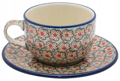 Produktbild von Ceramika Artystyczna Bolesławiec Tasse handgefertigt Blumenmuster