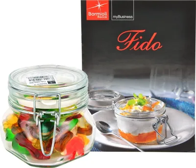 Zdjęcie produktu dla Słoik z uchylną pokrywką Original Fido 0,5L z książeczką z przepisami Bormioli