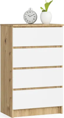 Produktbild von Kommode – Schubladenkommode – Sideboard – 60 cm – Artisan Eiche / Weiß – Zeitlose Eleganz mit 4 geräumigen Schubladen