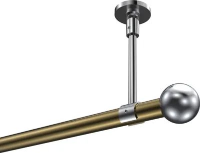 Produktbild von Interdeco Gardinenstange / Vorhangstange Messing Antik / Chrom, Typ Sonette Luino (Kugel) ohne Ringe, Deckenmontage, 20 mm Ø 1-läufig, 540 cm