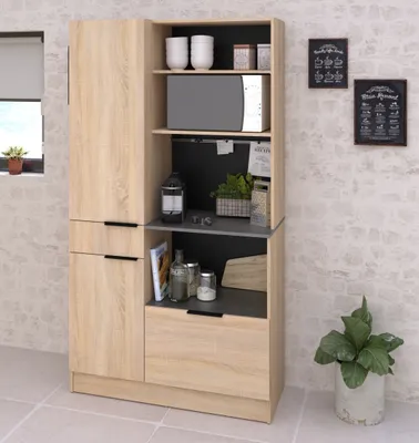 Produktbild von Küchenbuffet >Fumay 11< in Eiche /Beton - 100x186x45cm (BxHxT)