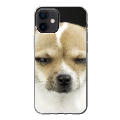 Produktbild von MuchoWow® Handyhülle Schutzhülle Hülle für iPhone 12 Weinender Hund auf schwarzem Hintergrund Silikon Softcase Handy Hülle