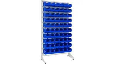 Zdjęcie produktu dla Regał metalowy z pojemnikami (60szt) jednostronny wys.1800 K701-60