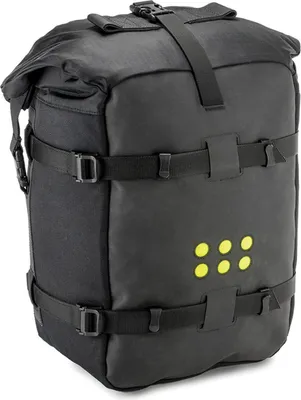 A black adventure pack with yellow circular accents.