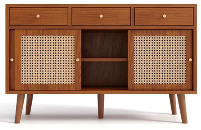 Immagine prodotto di Mobile contenitore - Credenza - Mobile portaoggetti - Cassettiera - Colore noce - Ripiani regolabili - 120x40x78 cm