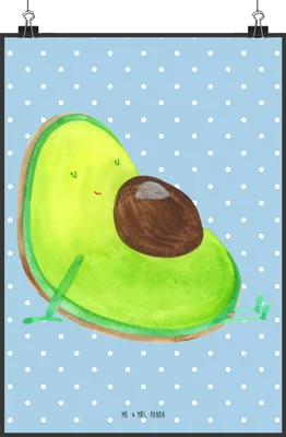 Produktbild von Mr. & Mrs. Panda Bild Avocado Schwangerschaft DIN A2 - Blau Pastell - Geschenk, Posterdruck, Wunder, drucke, Liebe, Kunstdruck, Baby, Schwanger, wanddeko, Wandbild