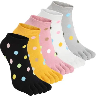 Produktbild von Damen Zehensocken Baumwolle 5 Paar Knöchelsocken mit Tiermuster Größe 35-40 Mehrfarbig