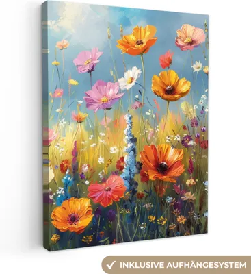 Produktbild von MuchoWow® - Leinwandbilder - Blumen - Natur - Botanik - Kunst, Wandbild, Wanddeko Bilder Wohnzimmer, 60x80cm