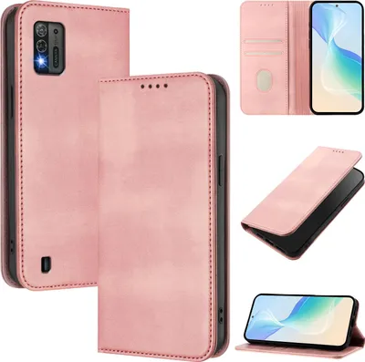 Image de Etui pour ZTE Blade A52 Lite, étui en cuir vintage avec protection RFID, fentes pour cartes, support Rose
