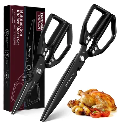 2 Küchenscheren, Geflügelschere, schwarz, ergonomischer Griff