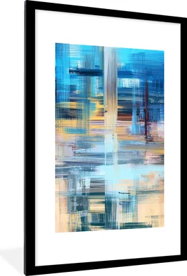 Produktbild von MuchoWow® Gerahmtes Poster Ölfarbe - Abstrakt - Malerei 60x90 cm - Poster mit Schwarzem Bilderrahmen Wandposter Rahmen Foto Bilder - Dekoration - Wandposter Wohnzimmer - Hochwertig