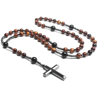 Immagine prodotto di Collana Croce Marrone in Perle Naturali - Eleganza e Spiritualità KP34094
